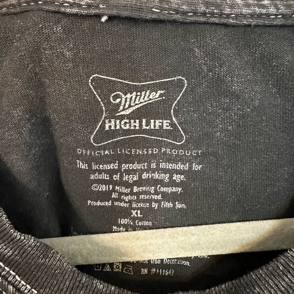 Black acid wash Miller High Life crop t shirt - Picture 2 of 3